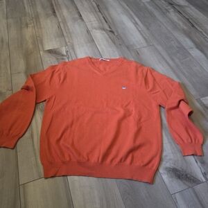 Southern Tide V-Neck Sweater in Bright Orange